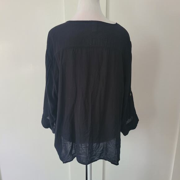 Torrid Size 2 Sheer Popover Bronze Stud Blouse lightweight v-neck chiffon glam - Picture 4 of 9